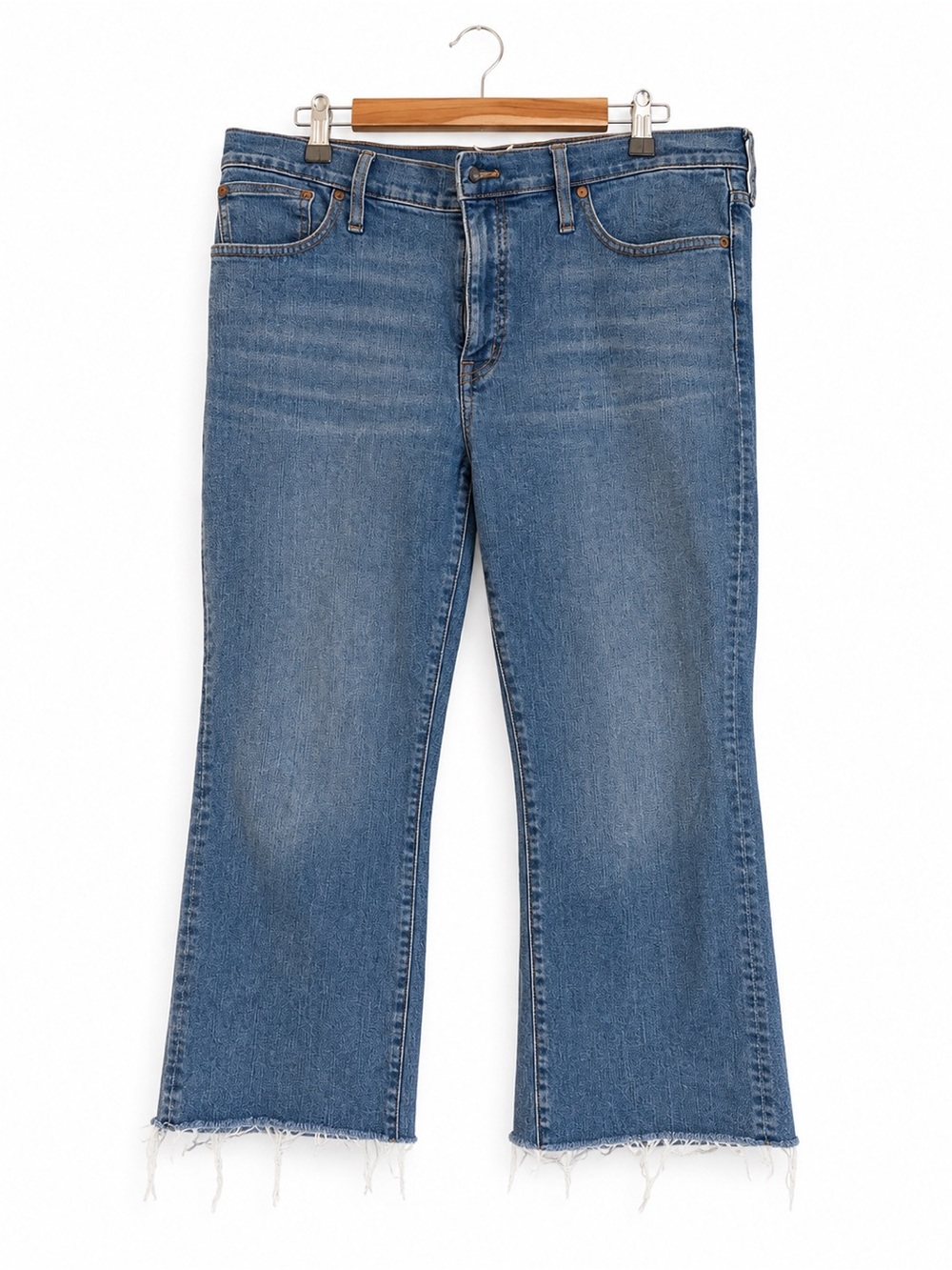 Madewell Mid-Rise Kick Out Crop Jeans | Size 32 | Raw Hem